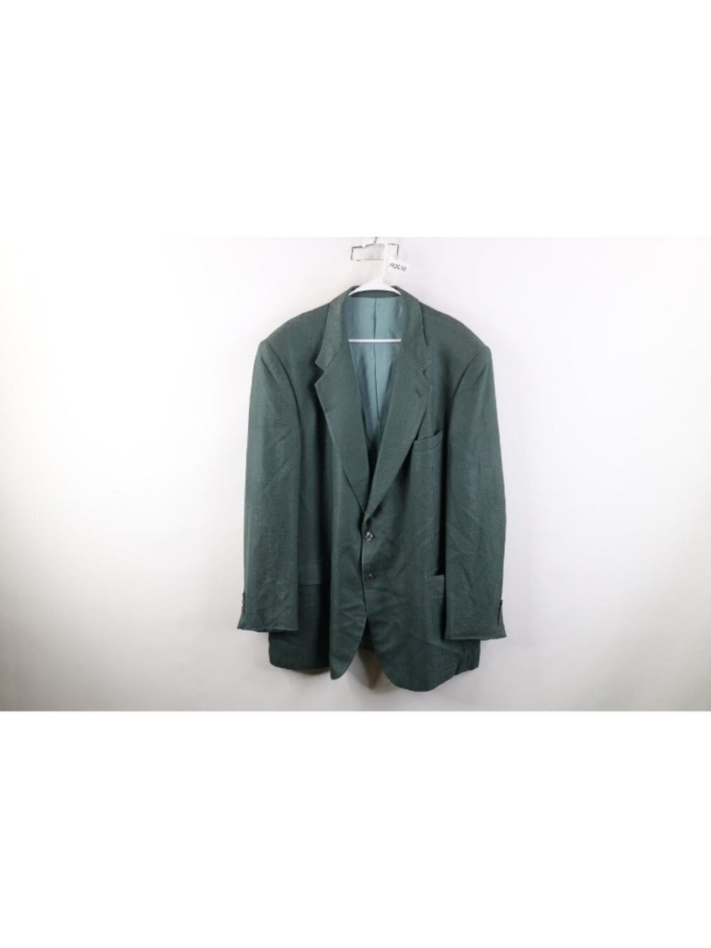 Vtg 90s Streetwear Mens 48L Wool Herringbone Suit Coat Blazer Jacket Green USA
